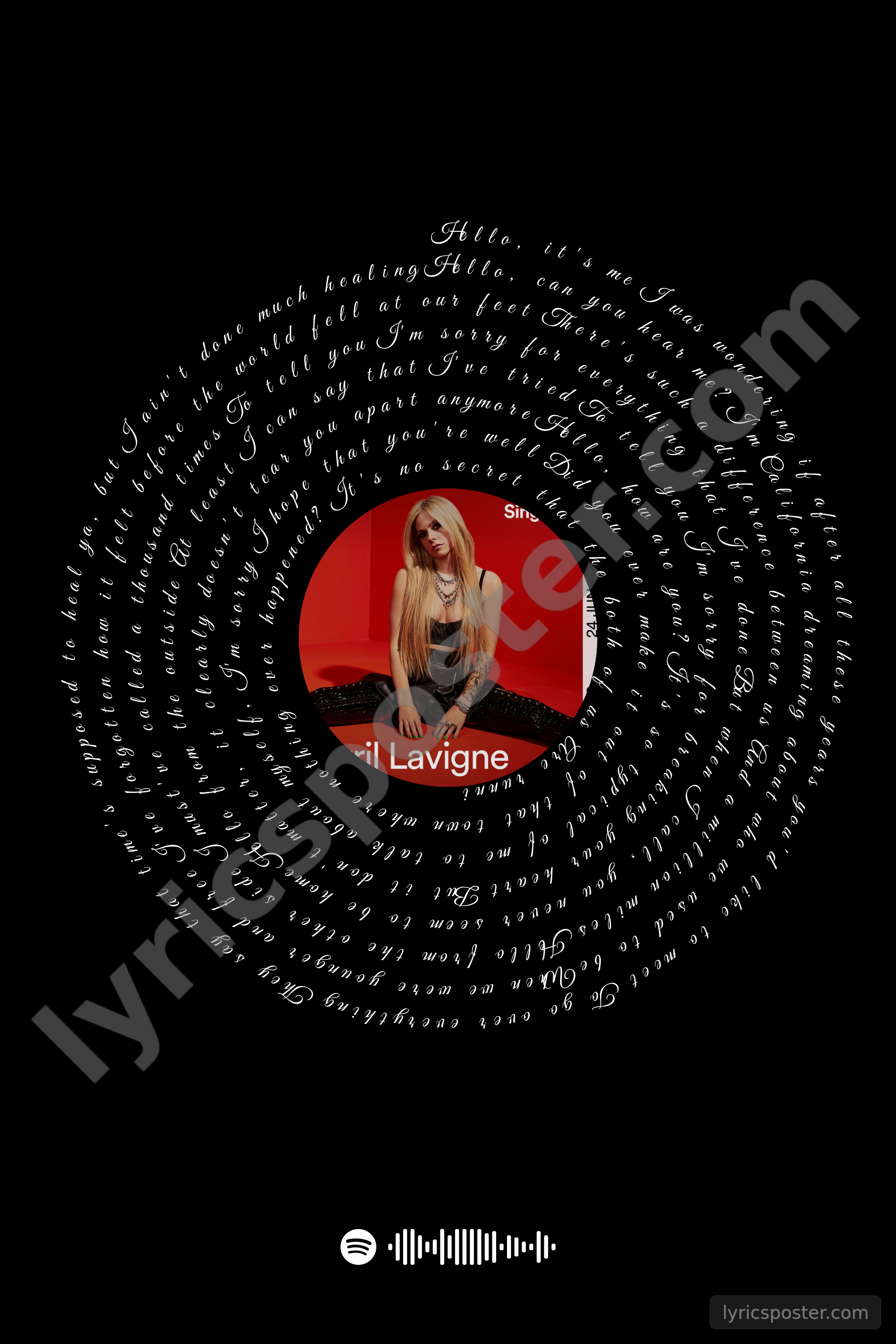 Hello – Spotify Singles Lyrics Poster