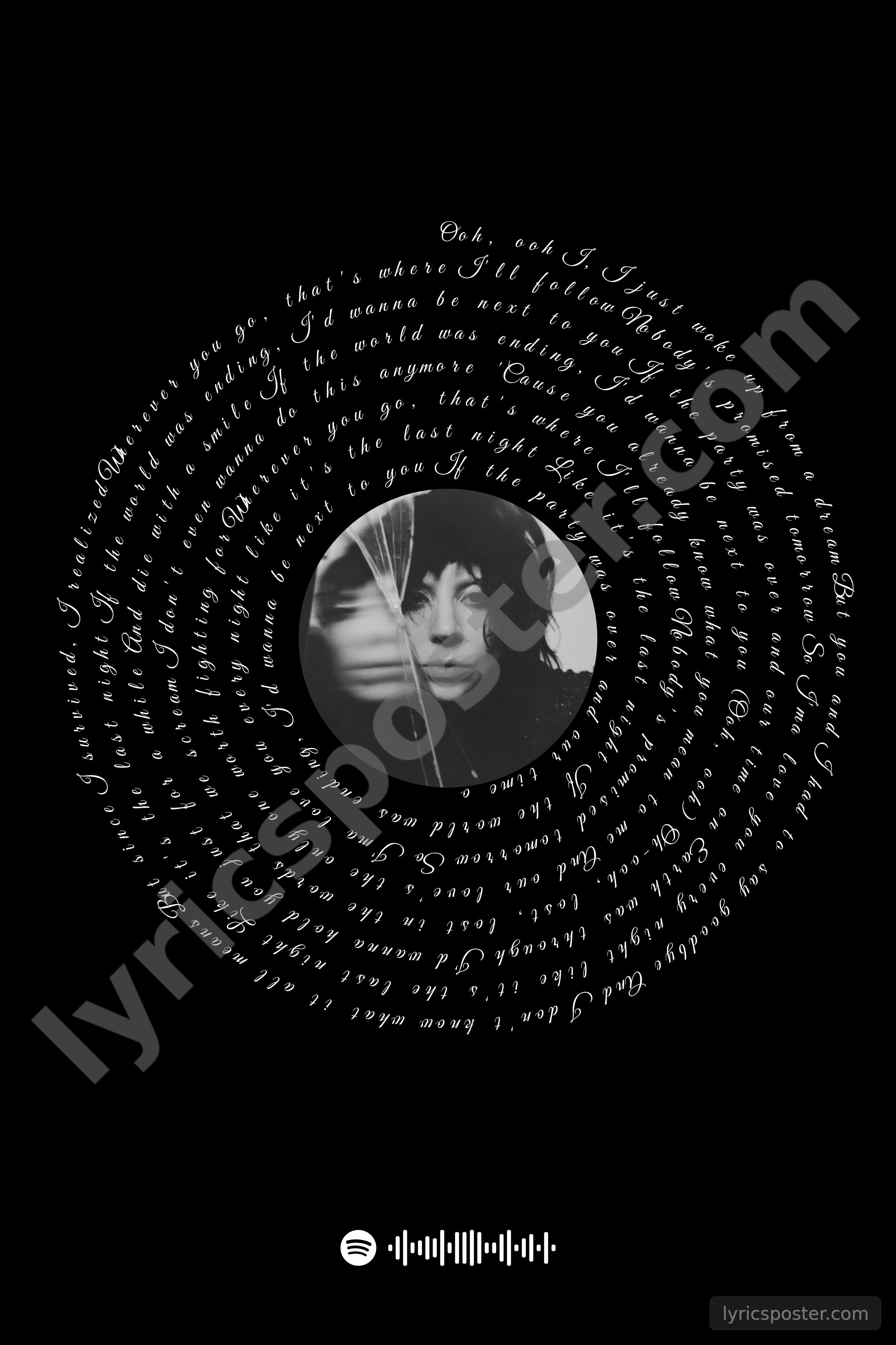 Die With A Smile Lyrics Poster