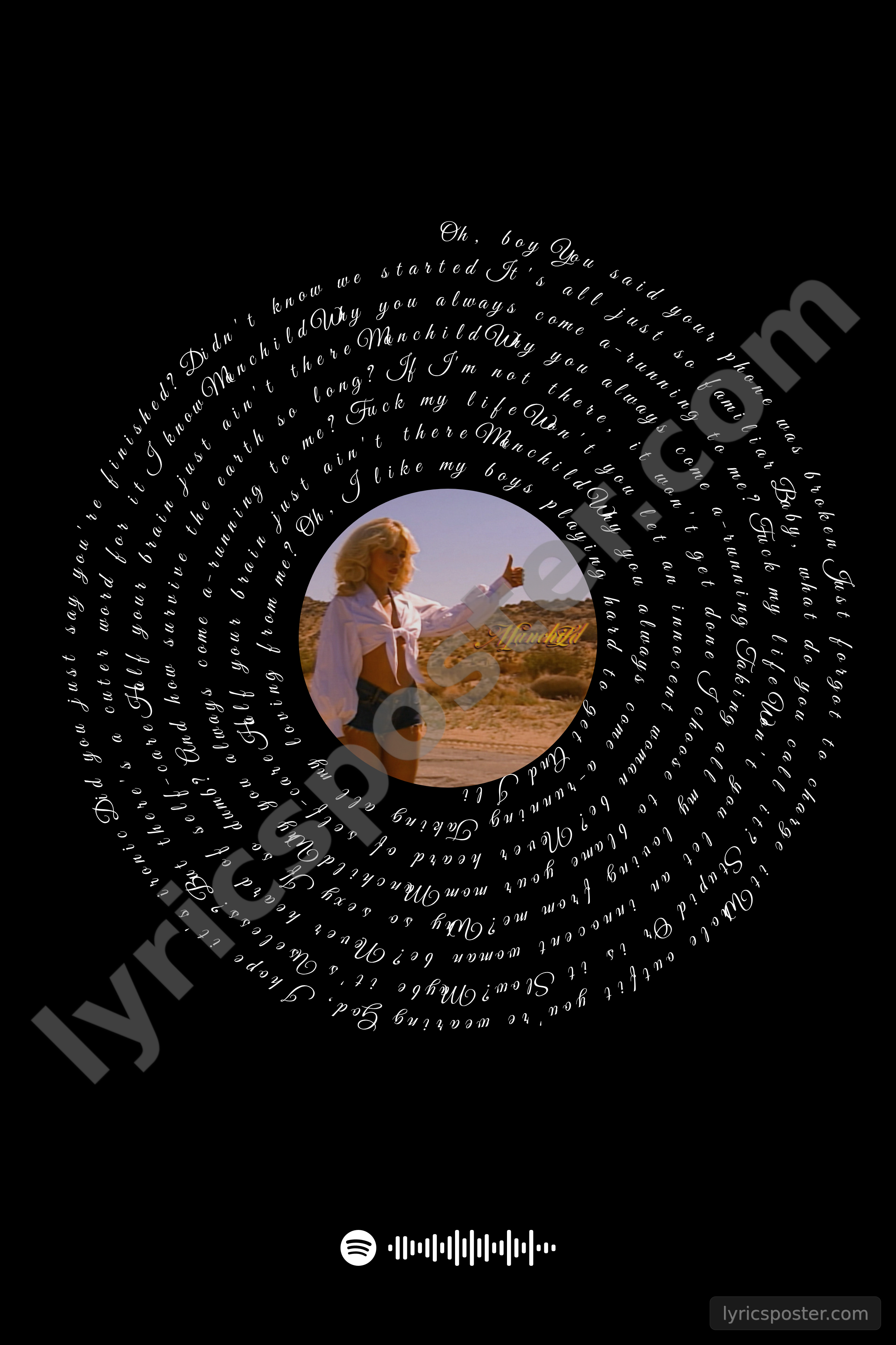 Manchild Lyrics Poster