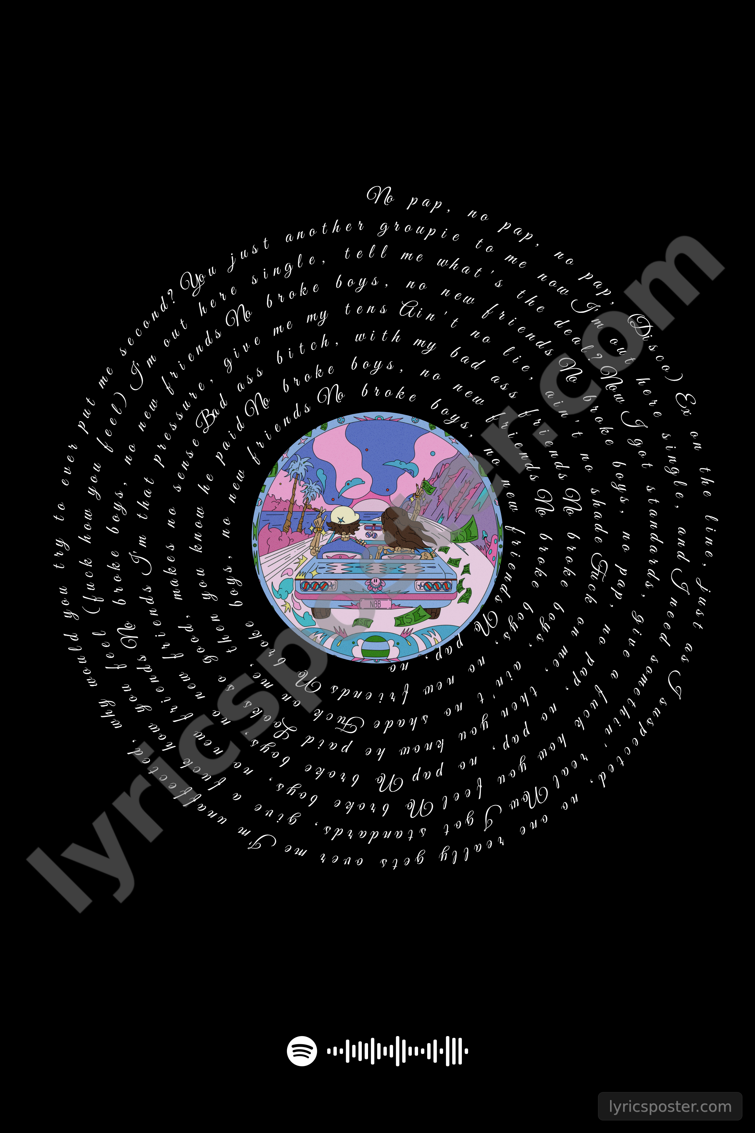 No Broke Boys Lyrics Poster