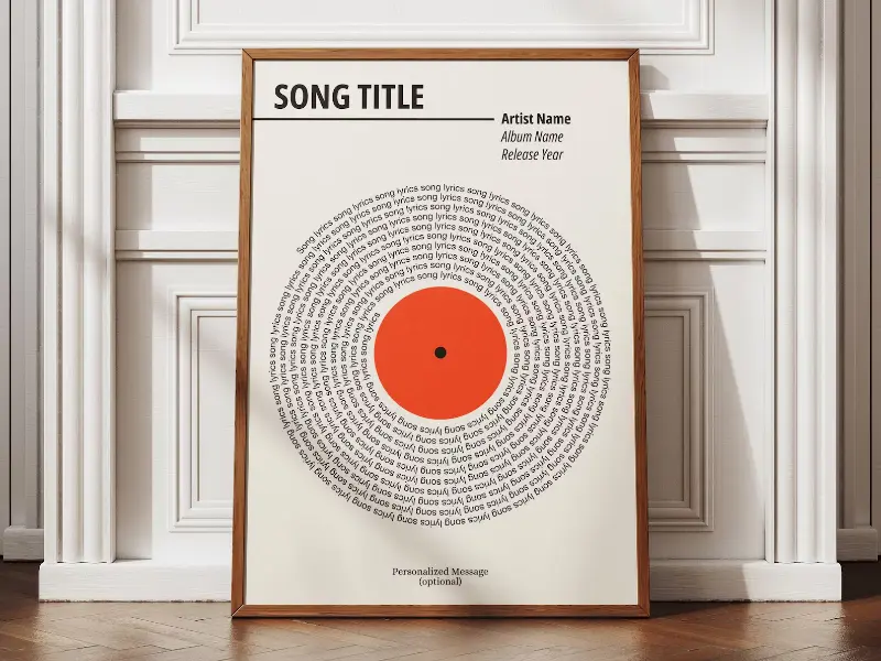 Personalized custom song lyrics print digital download preview