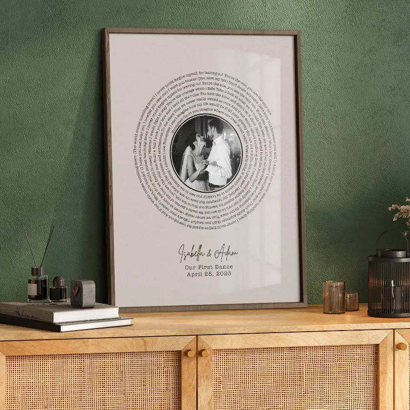 Vinyl-style song lyrics print digital download example