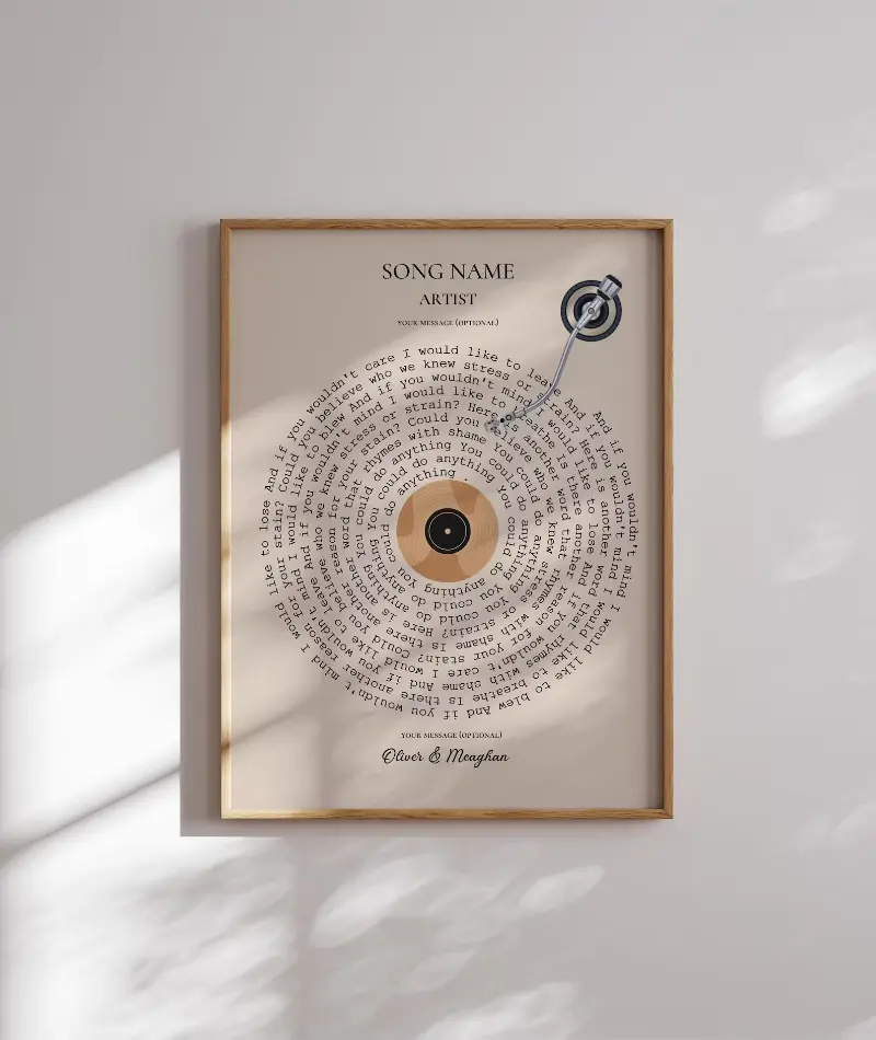 Custom vinyl record lyric print gift preview