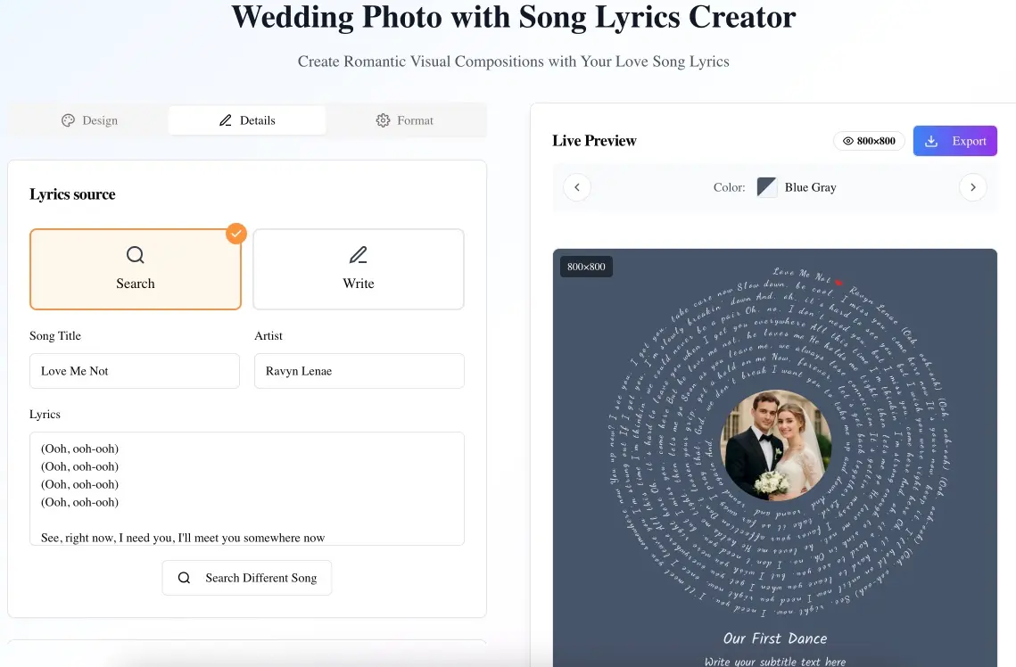 Customize Design lyric portrait step