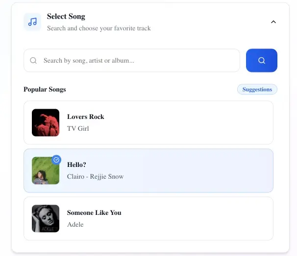 Search Song lyric portrait step