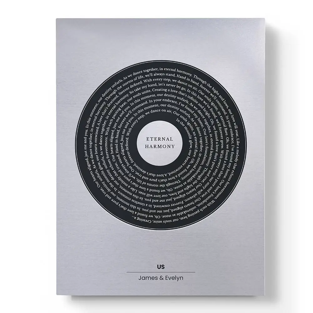 Modern personalized wedding song poster for a husband or wife