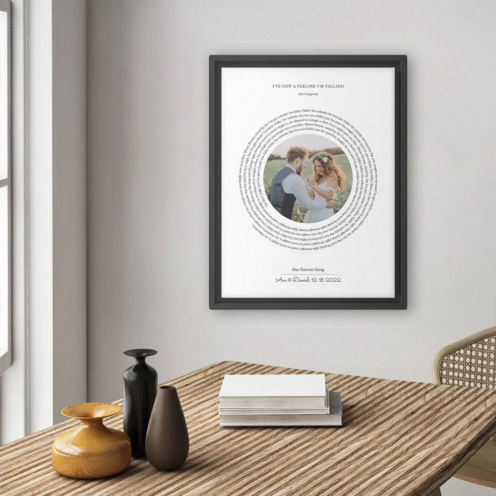 His and Hers wedding vows print set in a home bedroom